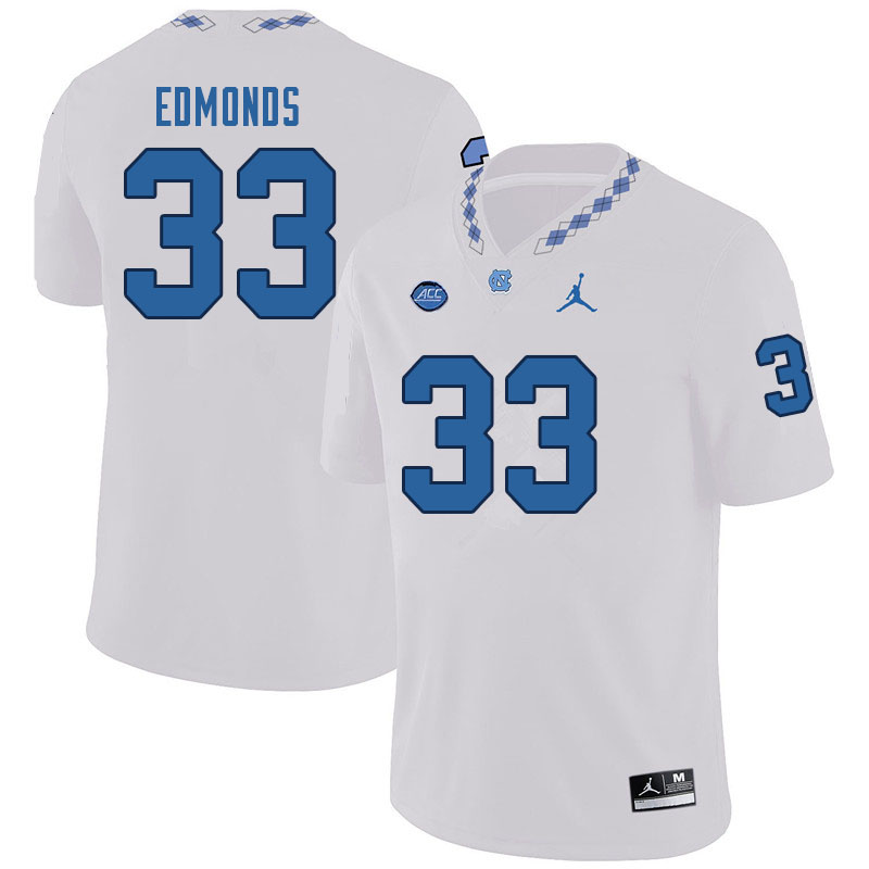 Men #33 Kamarro Edmonds North Carolina Tar Heels College Football Jerseys Sale-White